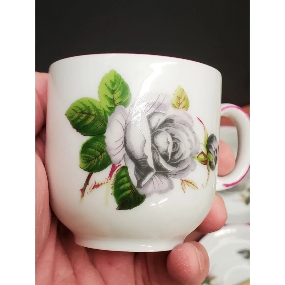 Winterling Bavaria Porcelain China 5 Place Floral Rose Tea Cup Set